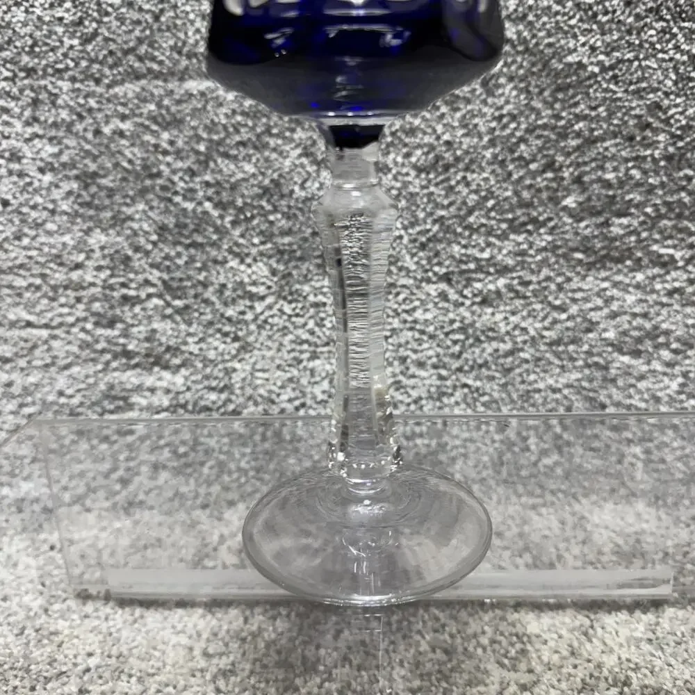 Vintage Bohemian Crystal Wine Glass Cut to Clear Goblet Stemware 7.5 Inch